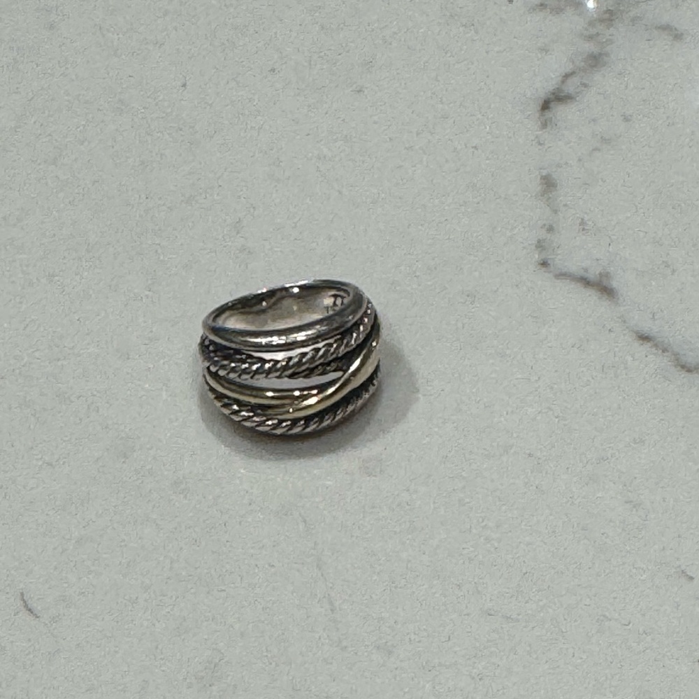 David Yurman crossover wide ring with 14k gold